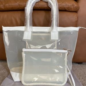 NEIMAN MARCUS Beauty Tote & Wristlet - Pearl White